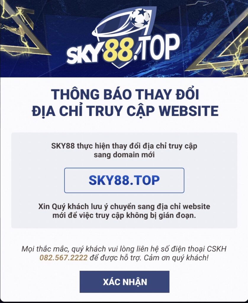 nhà cái uy tín sky88 thông báo đổi domain
